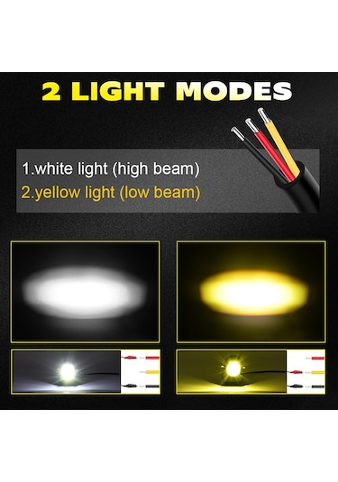 Reedark "çift Renkli 60w Led Motosiklet Farı - 6000k Beyaz & 3000k Sarı, Ip67 Su Geçirmez"