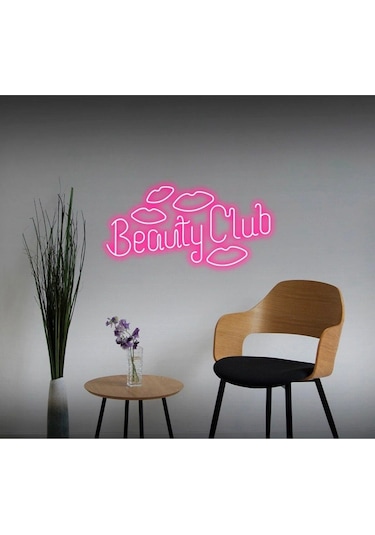 Twins Led Beauty Club Yazılı Ve Şekilli Neon Tabela Pembe Model:model:63373366 Pembe