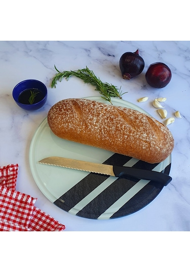 Kanallı Cam Kesme Tablası | Black Rock Şeritli | Çap32cm