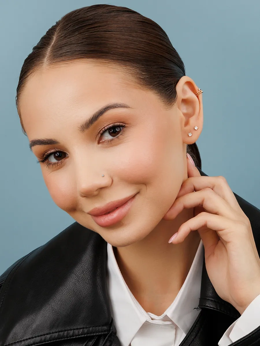 Veronika Burun Kanadı Piercingi 925 Ayar Gümüş Salyangoz Buruna Takılan 420752371 Altın