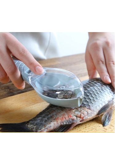 Kapaklı Mutfak Ölçekleyici Manuel Balık Ölçekleyici Aracı - Mavi