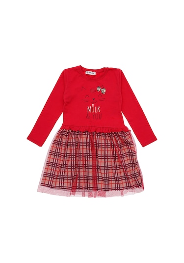 Kız Çocuk Elbise Tüllü 00032 Kırmızı