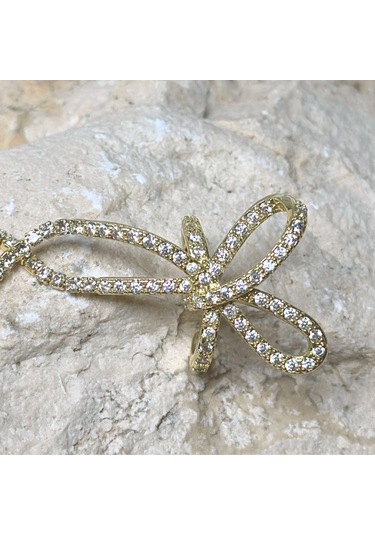 Fiyonk Taşlı Gold Earcuff Gold