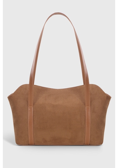 Süet Taba Kapaklı Bowling Omuz Çantası 270 Süet Taba