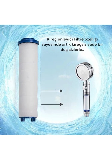 Filtreli Kireç Önleyici Aç-kapa Özellikli 3 Fonksiyonlu Duş Ba... Krom