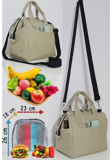 Anne Bebek Askılı Taşıma Çantası Isı Yalıtımlı Termal Yemek, Mama, Beslenme, Gıda Çantası Krem