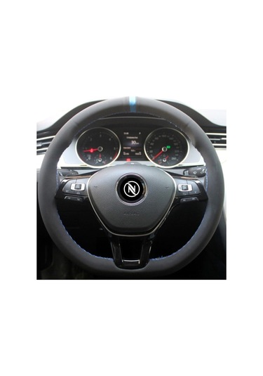 Oto Direksiyon Kılıfı Alcantara Model Alcantra Mavi Dikişli