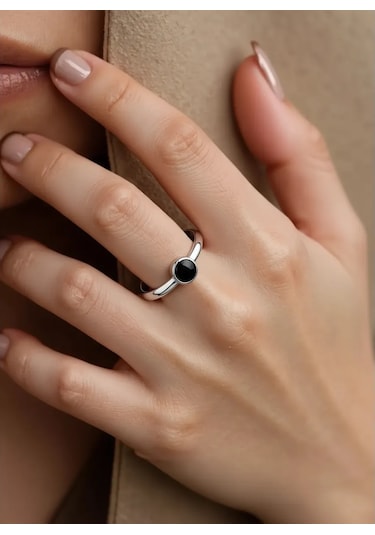 Elana Doğal Siyah Akikli Yüzük 151301035 Siyah