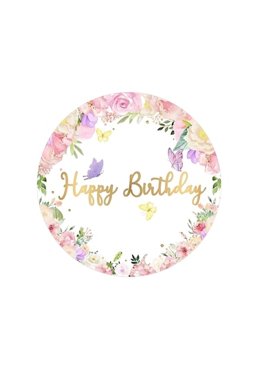 Yenilebilir Yuvarlak Pasta Resim Baskısı 20 Cm Şekerli Kağıt Happy Birthday Temalı 61