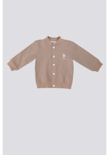 U.S. Polo Assn Fine Weaving Açık Kahverengi Bebek Hırka Vizon