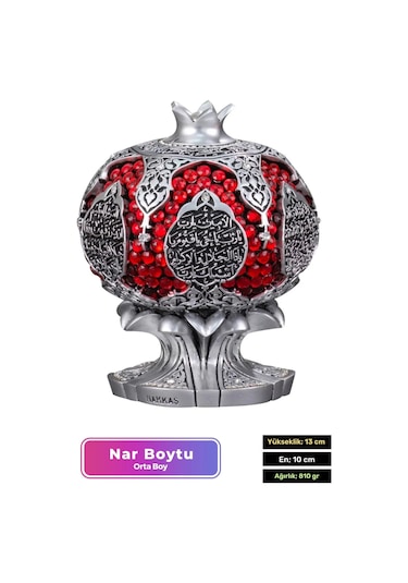 Özel Üretim Kutulu Antik Gümüş Canlılık Pozitiflik Dekoratif Karınca Duası Bereket Nar Boytu Biblo