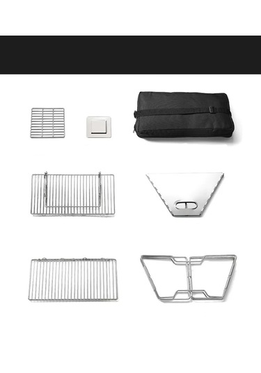 Shufa Taşınabilir Paslanmaz Çelik Ateş Yakma Standı, Kolay Sökülüp Takılabilir Mangal / Barbekü Izgarası 31 31 22cm Gri