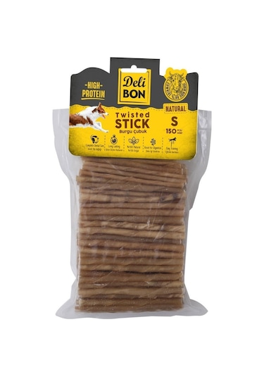 Delibon Deri Burgu Çubuk Naturel İnce Köpek Ödülü 150'li