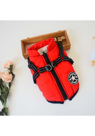 Vkemall Köpekler İçin Kışlık Kalın Pamuklu Göğüs Bağcıklı İki Ayaklı Mont, Siyah, 2xl - Yumuşak, Dayanıklı Ve Pratik