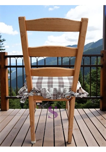 El Yapımı Kareli Buldan Monika 4 Tarafı Fırfırlı Sandalye Minderi Çok Renkli