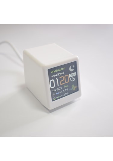 Jeehugo Beyaz Wifi Oled Masaüstü Hava Durumu Saati - Tarih, Sicaklık, Nem, Canlı Veriler Ve Telefon Albümü Resim/animasyon Gösterme Özelliği