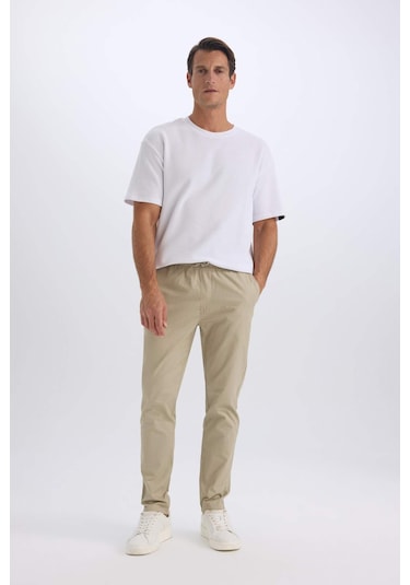 DeFacto %100 Pamuk Yazlık Jogger Chino Pantolon Beli Bağcıklı Cepli Düz Paça Z9933AZ25SPKH488