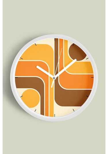 Yansıtmalı Modern Tasarım Duvar Saati - 35cm - Önü Camlı Beyaz Kasa - Sessiz Mekanizma Beyaz