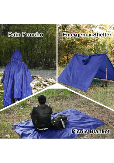 Lemestar Outdoor Yağmurluk: Geniş Kenarli Kaputlu, Çift Taraflı Snap Butonlu, Ön Cep Ve Güneş Barınımı Özelliği İle Mavi Renk