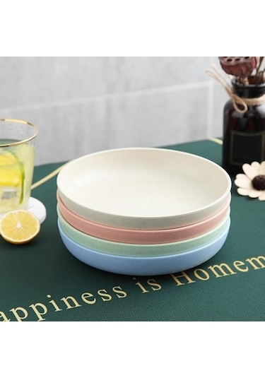 Yeşil Çevre Dostu Yemek Tabağı Düz Renk Yuvarlak Şekil Sofra Takımı 21 Cm