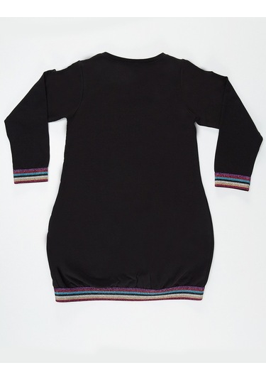 Denokids Mushi Popcorn Siyah Kız Elbise Çok Renkli