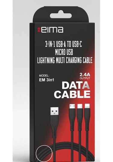 3 İn 1 Çoklu Şarj Ve Data Kablosu Lightning / Type-c / Micro Usb