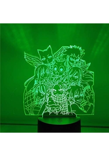 Goldenqian Fairy Tail Anime 3d Gece Lambası Boy Için 16 Renkler Kız Odası Dekor Illusion Led Lamba Usb Manga Erza Natsu Dragneel Şekil Uygun Çocuklar Hayranlar Yılbaşı Hediyeleri Lx5fmm Siyah