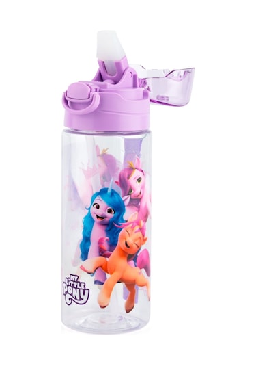 My Little Pony Kız Çocuk 500 Ml Pipetli Plastik Matara Suluk - Mor Kapak