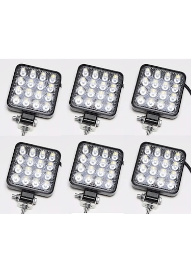 6'Lu Kare Çalışma Lambası Kalın Kasa 28 Mm 8-110 Volt 6500k