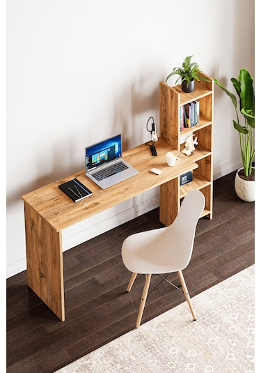 Kitaplıklı Fonksiyonel Çalışma Masası Atlantik Çam