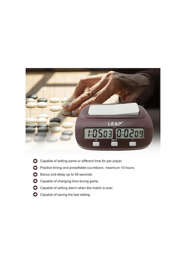 Wondernest Ahşap Satranç Saati Dijital Timer Profesyonel Oyun Alarmlı Bonus Qr Kodlu