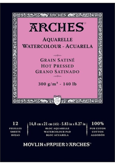 Arches Suluboya Blok Defter - Düz Doku - 300Gr.  A5- 12 Yp.