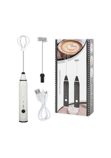 Ulzyvf Elektrikli Taşınabilir Yumurta Çırpıcı & Süt Köpürtücü, 3 Hız, 2 Çelik Çırpıcı, Beyaz, Cappuccino/latte İçin Beyaz