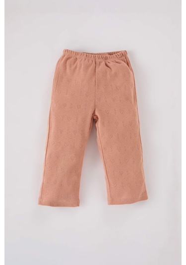 DeFacto Kız Bebek Pijama Takımı Uzun Kollu Ribana Üst Uzun Alt D7168A524WNBN564 Kahve