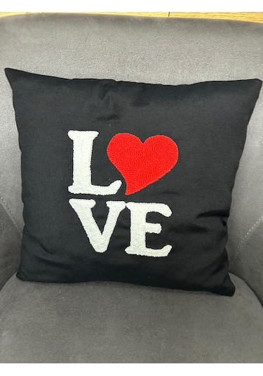 Love Punch İşlemeli Kırlent Kılıfı Tekli 40 40