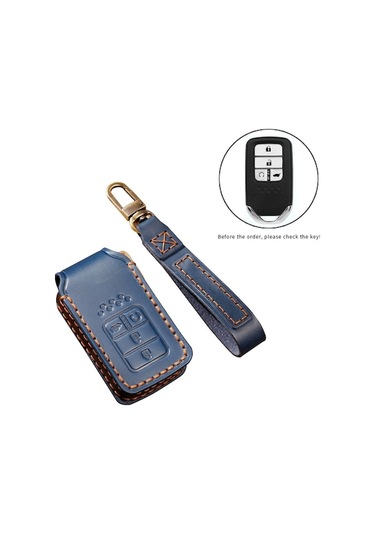 Wondernest Hallmo Honda Uyumlu 4 Düğmeli Sığır Derisi Anahtar Kılıfı Koruyucu Kapak Kahverengi