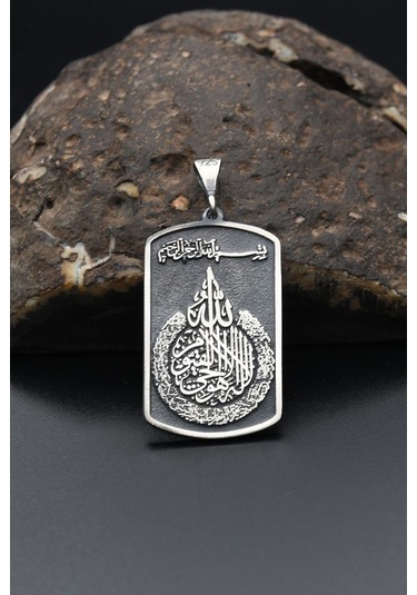 Kolye Ucu 925 Ayar Gümüş Ayetel Kürsi Yazlı