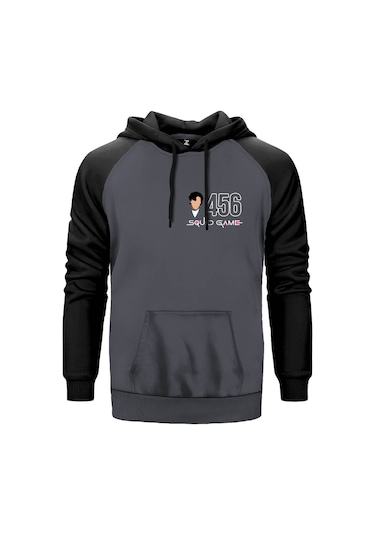 Squid Game 456 Gri Reglan Kol Unisex Sweatshirt Hoodie Gri
