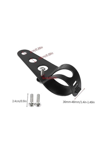 1 Çift Paslanmaz Çelik Motosiklet Far Braketi Evrensel Montaj Standı Desteği Siyah