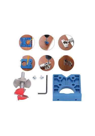 Tenfowee 35mm Pervaz Delme Rehberi Seti - Ahşap, Kapı, Pencere Ve Mobilya İçin Hassas Delme Aracı Sementli Karbür + Abs Malzeme