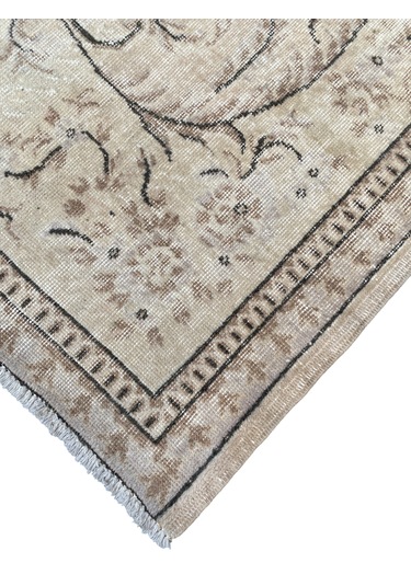 El Dokuma Vintage Salon Halısı 170x285 Krem Kahve Eskitme Halı Kahverengi - Krem