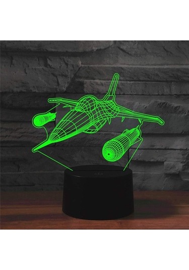 Goldenqian 3d Avcı Uçağı Uzaktan Kumanda 16 Renk Gece Işıkları Illusion Akrilik Led Masa Başucu Lambası Çocuk Yatak Odası Masa Dekor Çocuklar Için Doğum Günü Hediyeleri Oyuncak E0ı0x2 Siyah
