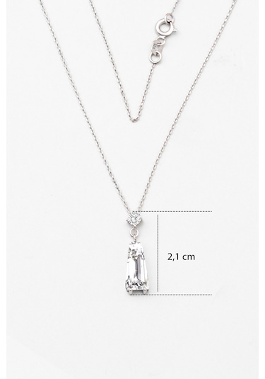 Beyaz Altın Sertifikalı Premium Created Taşlı 42 Cm Trapez Kesim Kolye