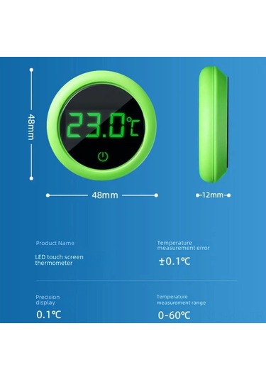 Gajeena Akvaryum Su Sıcaklığı Ölçer - Dijital Lcd Ekranlı, Su Geçirmez Prob, Canlı Su Yaşamı İçin Doğru Ölçüm, Dış Tutkal Tipi Yeşil Yuvarlak Model