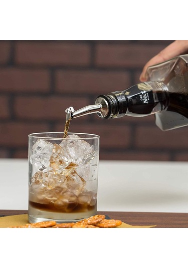 Kosona 304 Paslanmaz Çelik Şarap Pourer, Otomatik Kapaklı Silikon Tıkanıklama, Akış Kontrolü İçin Bar Ve Mutfak Aleti - Siyah