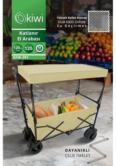 Kiwi Kfw-391 Katlanabilir Su Geçirmez Market Arabası Bej