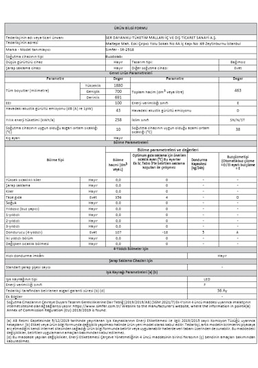 Simfer 2518 463 LT No-Frost Çift Kapılı Dijital Buzdolabı
