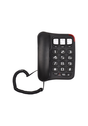 Lemestar Yaşlı Dost Büyük Tuşlu Telefon - Yüksek Sesli, Pilsiz Duvar Takımı Ofis Ev Telefonu Siyah, İngiltere Uygun Değil