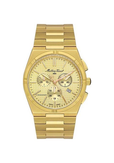 Mathey Tissot H117chpdı Swiss Made Çizilmez Safir Cam Chronograph Fonksiyonlar Aktif Altın Erkek Kol Saati