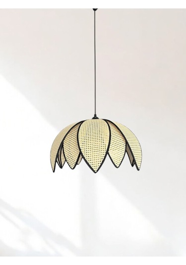 Modern Hazeran Görünümlü Çift Yapraklı Çiçek Şeklinde Bohem Rustik Avize - Krem Krem